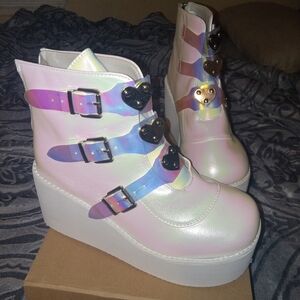 Iridescent boots